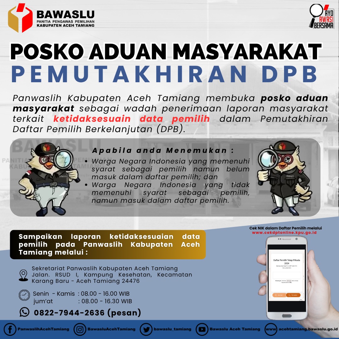 Posko Pengaduan Pemuktahiran Daftar Pemilih Berkelanjutan (PDPB)