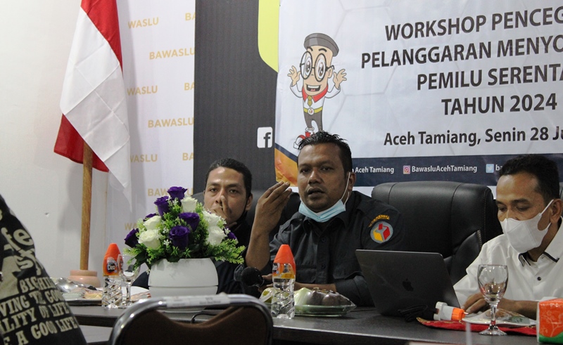 Dokumentasi kegiatan Workshop Pencegahan Pelanggaran Menyonsong Pemilu Serentak Tahun 2024” yang diselenggarakan oleh Panwaslih Kabupaten Aceh Tamiang pada Senin, 28 Juni 2021 di Kantor Panwaslih Kabupaten Aceh Tamiang