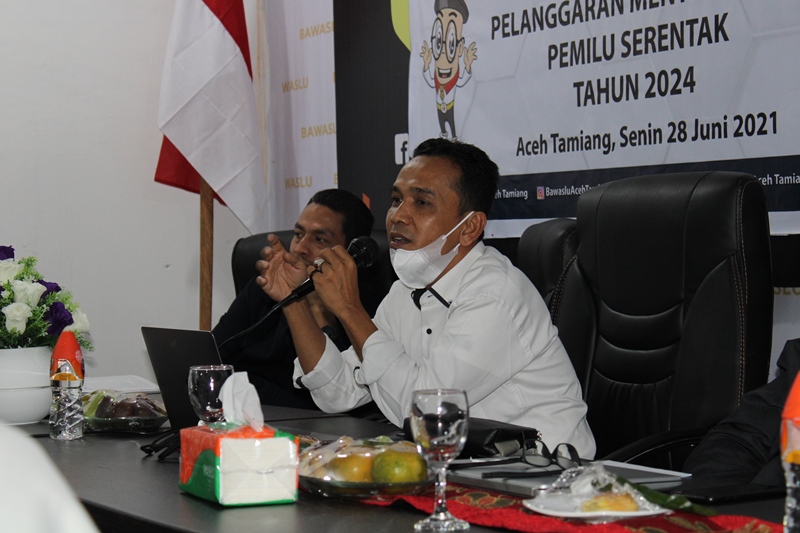 Dokumentasi kegiatan Workshop Pencegahan Pelanggaran Menyonsong Pemilu Serentak Tahun 2024” yang diselenggarakan oleh Panwaslih Kabupaten Aceh Tamiang pada Senin, 28 Juni 2021 di Kantor Panwaslih Kabupaten Aceh Tamiang